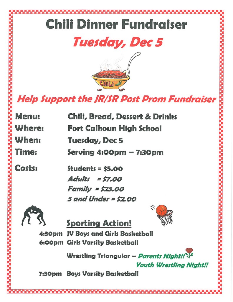 CHILI DINNER DEC. 5TH